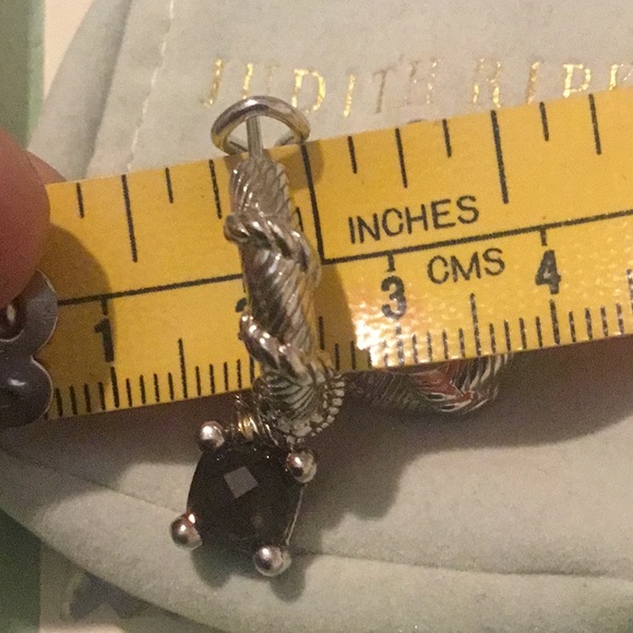 Vintage Judith Ripka Hoop Earrings With Natural Cushion Cut Smoky Quartz Charms - Picture 12 of 15